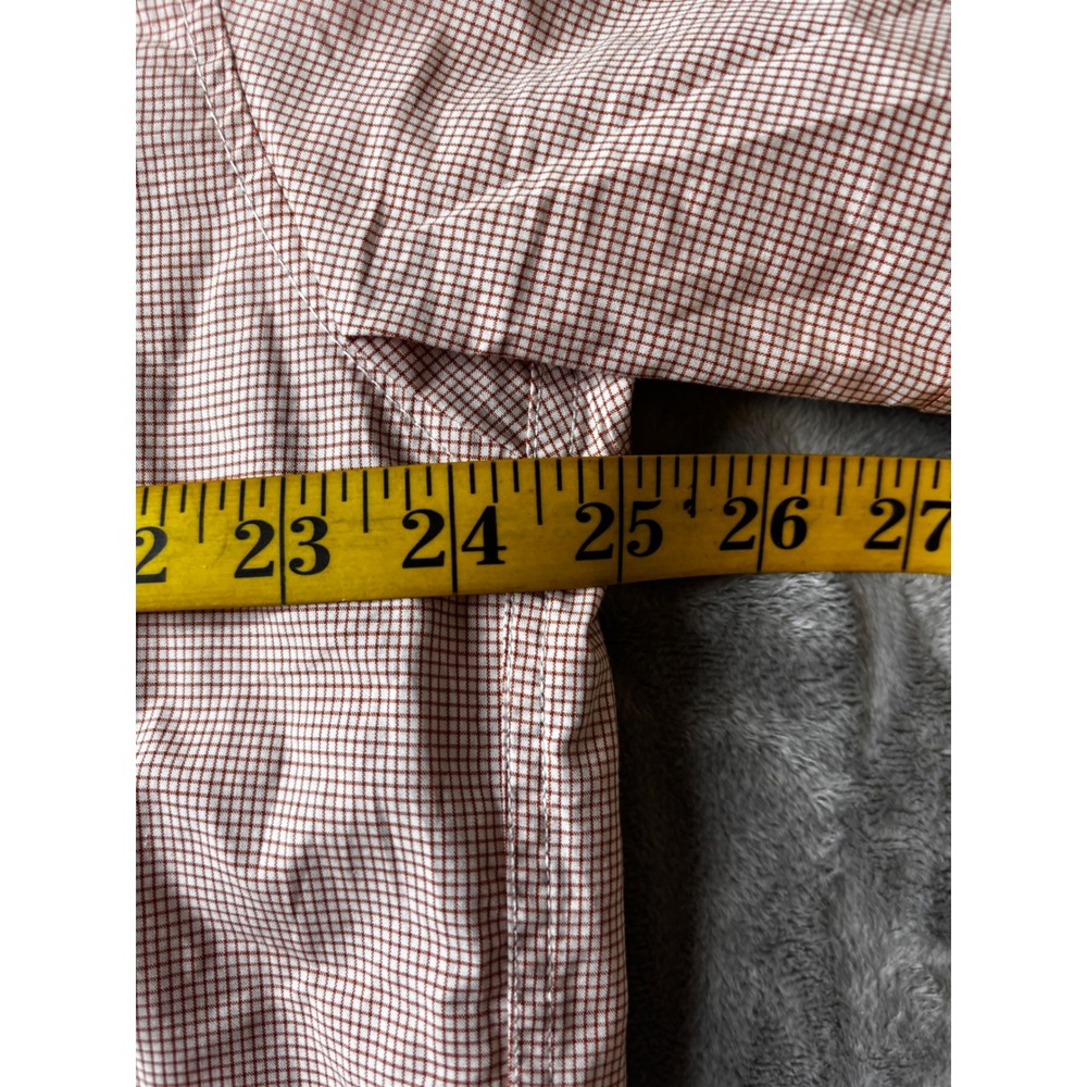 San Cristobal Mens Guayabera Shirt Large Terracotta Check Embroidered Cotton L - Picture 6 of 8